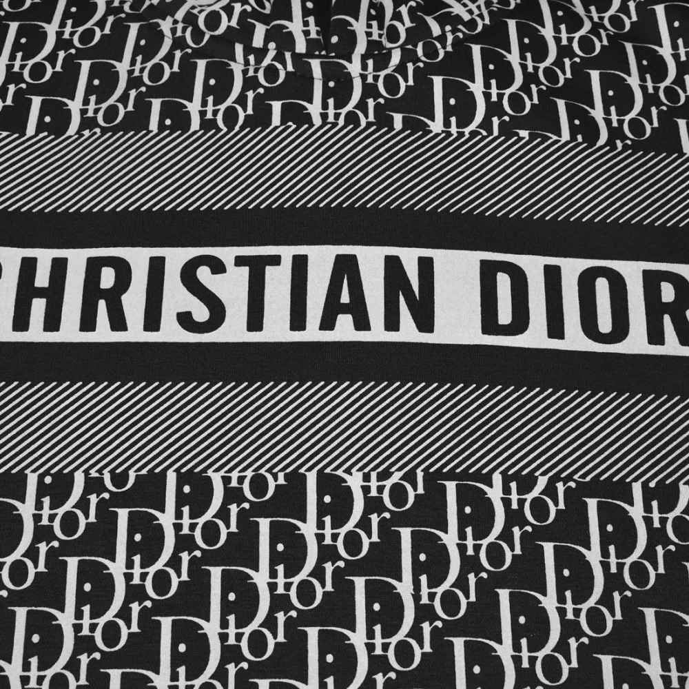 Dior Black Monogram Printed Premium Hoodie-thumb-3