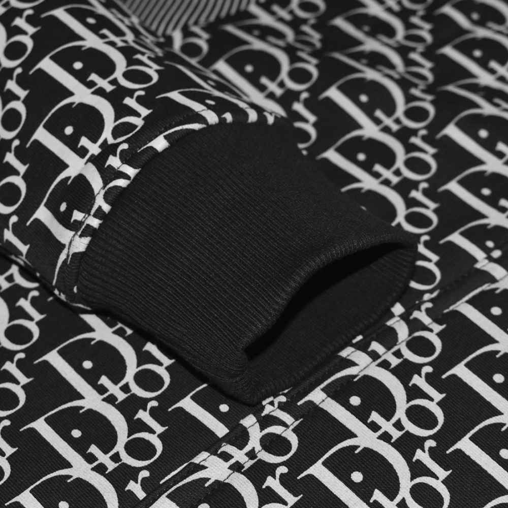 Dior Black Monogram Printed Premium Hoodie-thumb-4