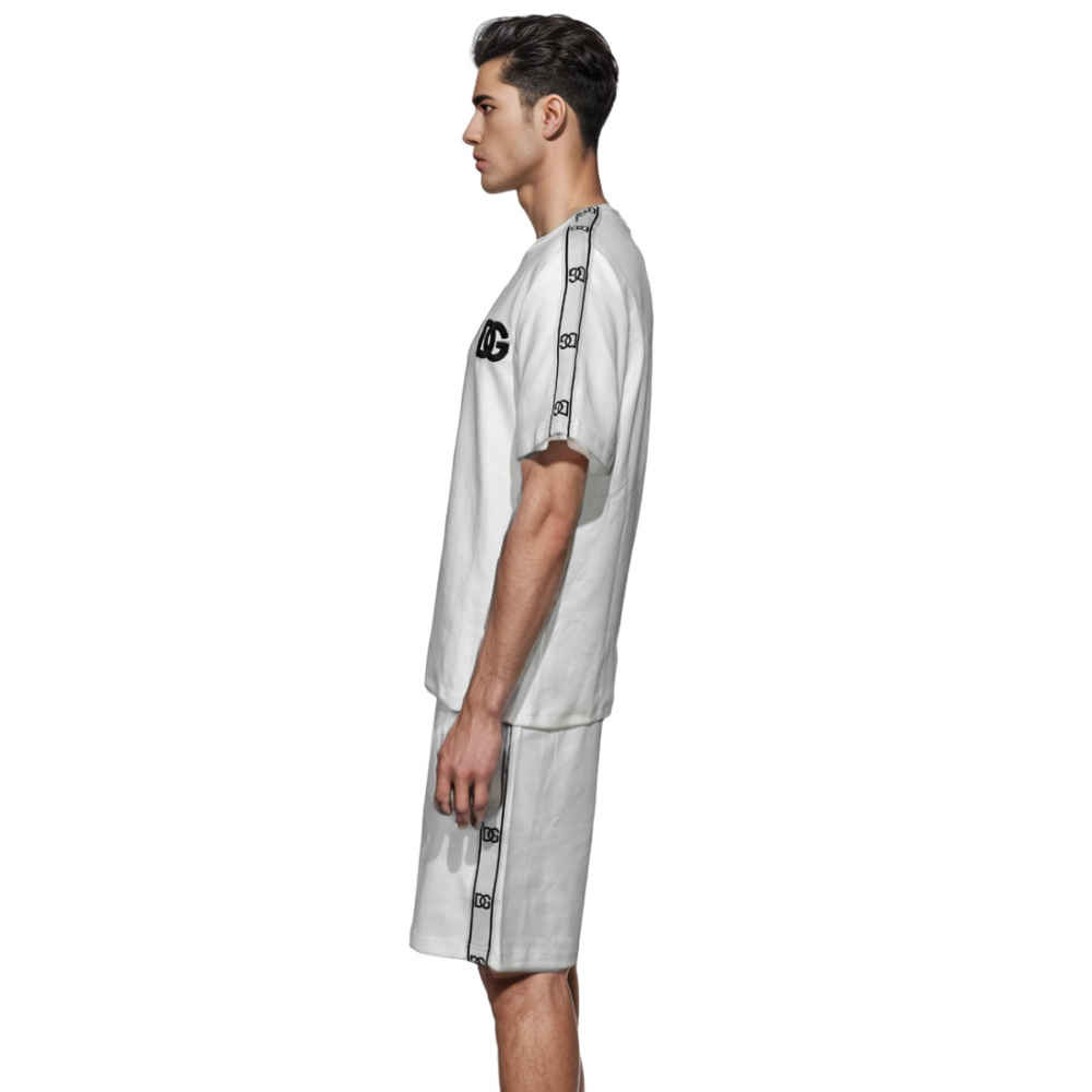 Dolce & Gabbana Embroidered White T-shirt & Shorts Combo-2