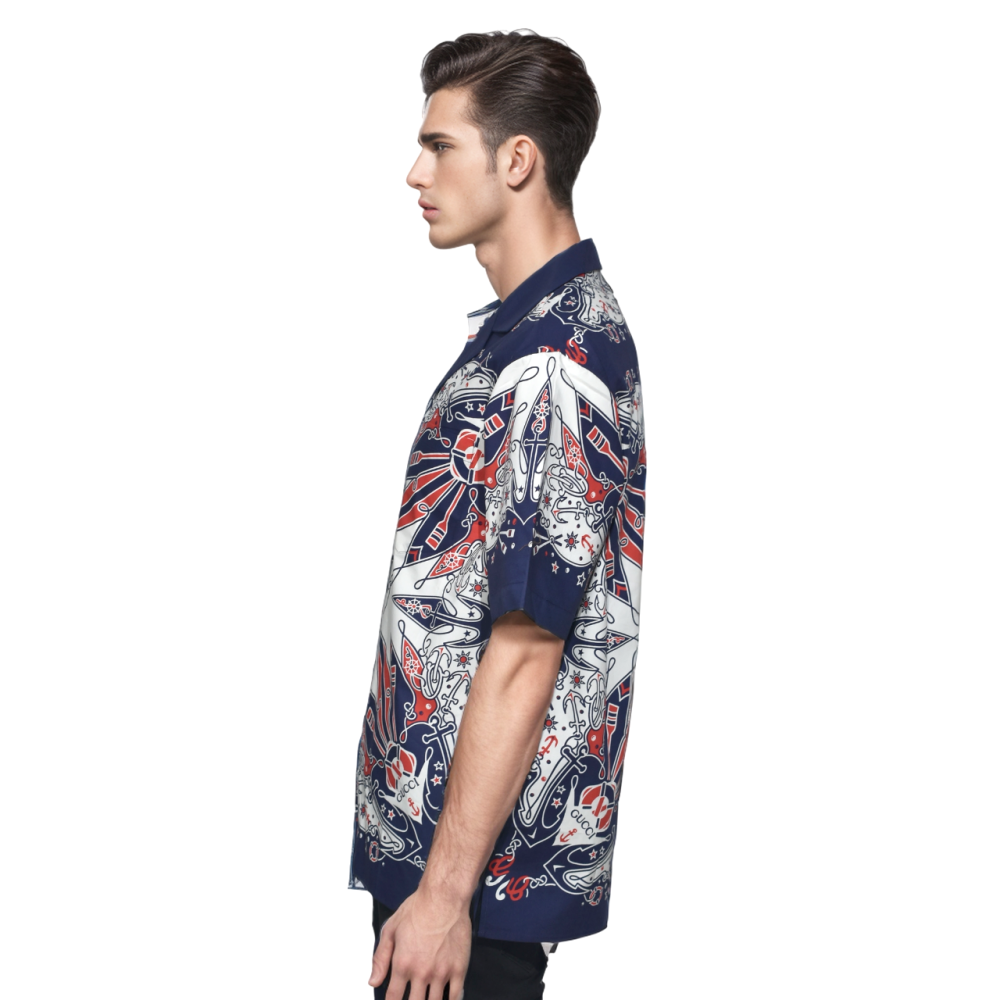 Gucci Bandana Print Red & Blue Cotton Shirt-thumb-2