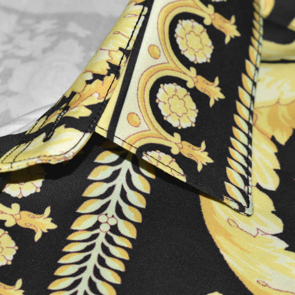 Versace Black Barocco Silk Shirt-thumb-4
