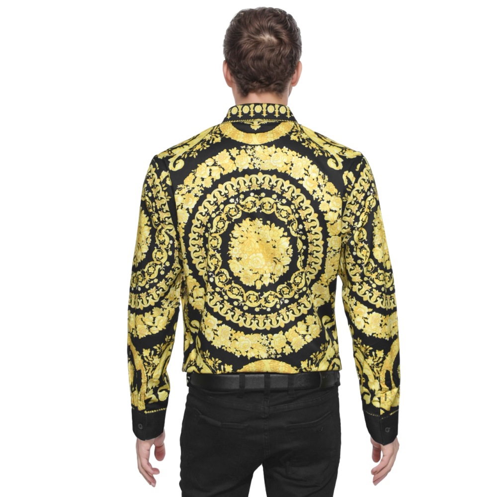 Versace Black Barocco Silk Shirt-thumb-1