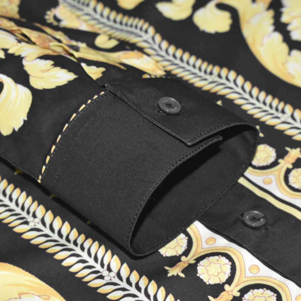 Versace Black Barocco Silk Shirt-thumb-5