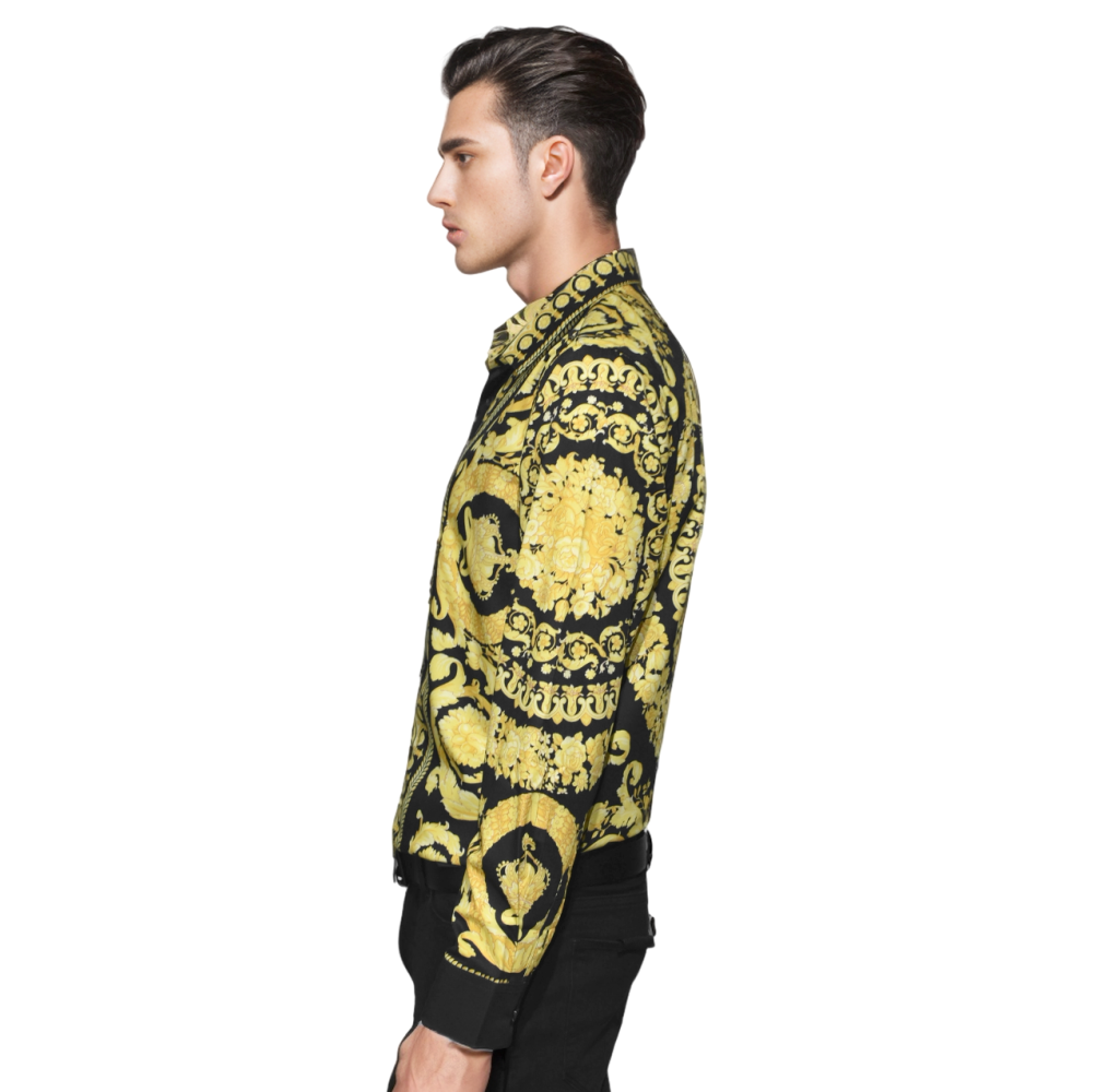 Versace Black Barocco Silk Shirt-thumb-2