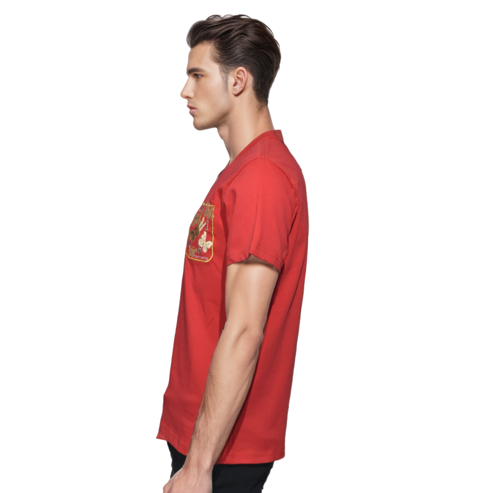 Dior Butterfly Embroidery Pocket Red T-shirt-2