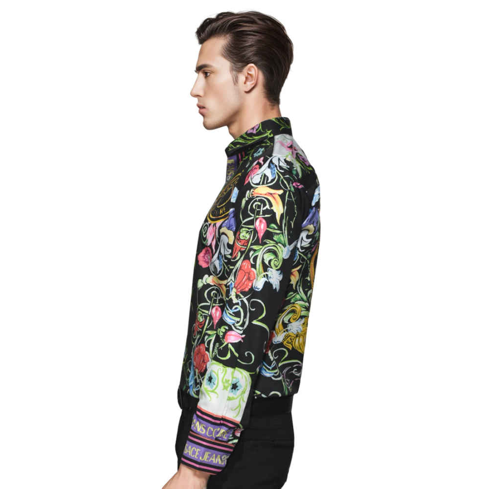 Versace Jeans Couture Black Garden Print Shirt-2