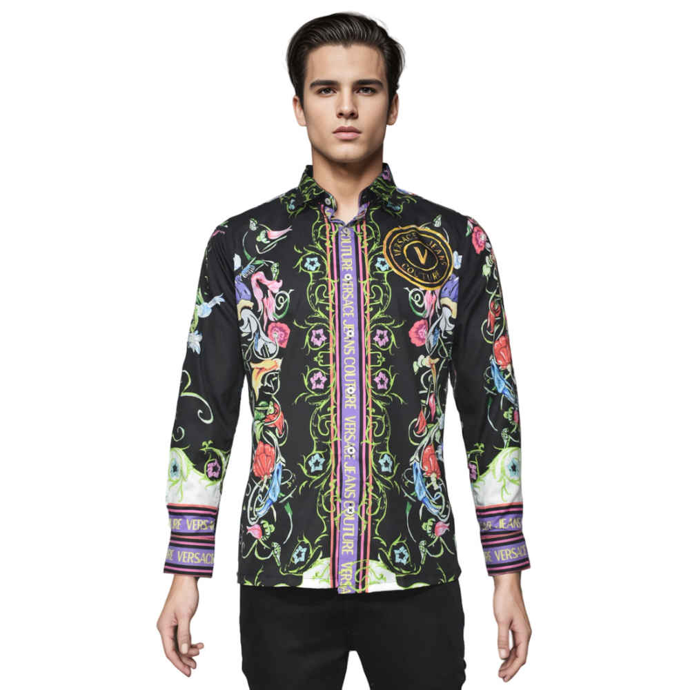 Versace Jeans Couture Black Garden Print Shirt-6