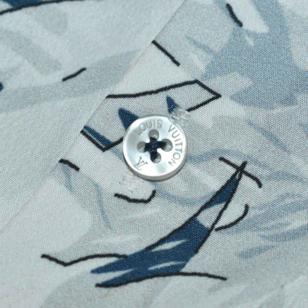 Louis Vuitton Monogram White & Blue Premium Shirt-3