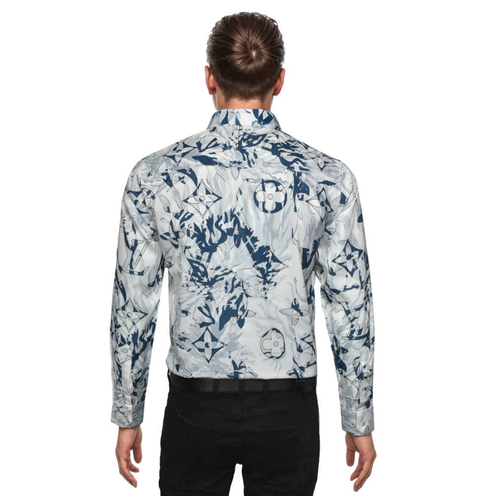 Louis Vuitton Monogram White & Blue Premium Shirt-1