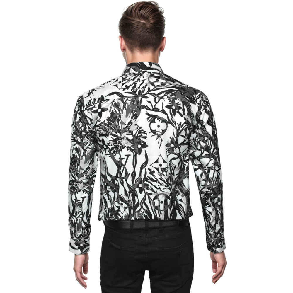Louis Vuitton Black & White Floral Print Shirt-1