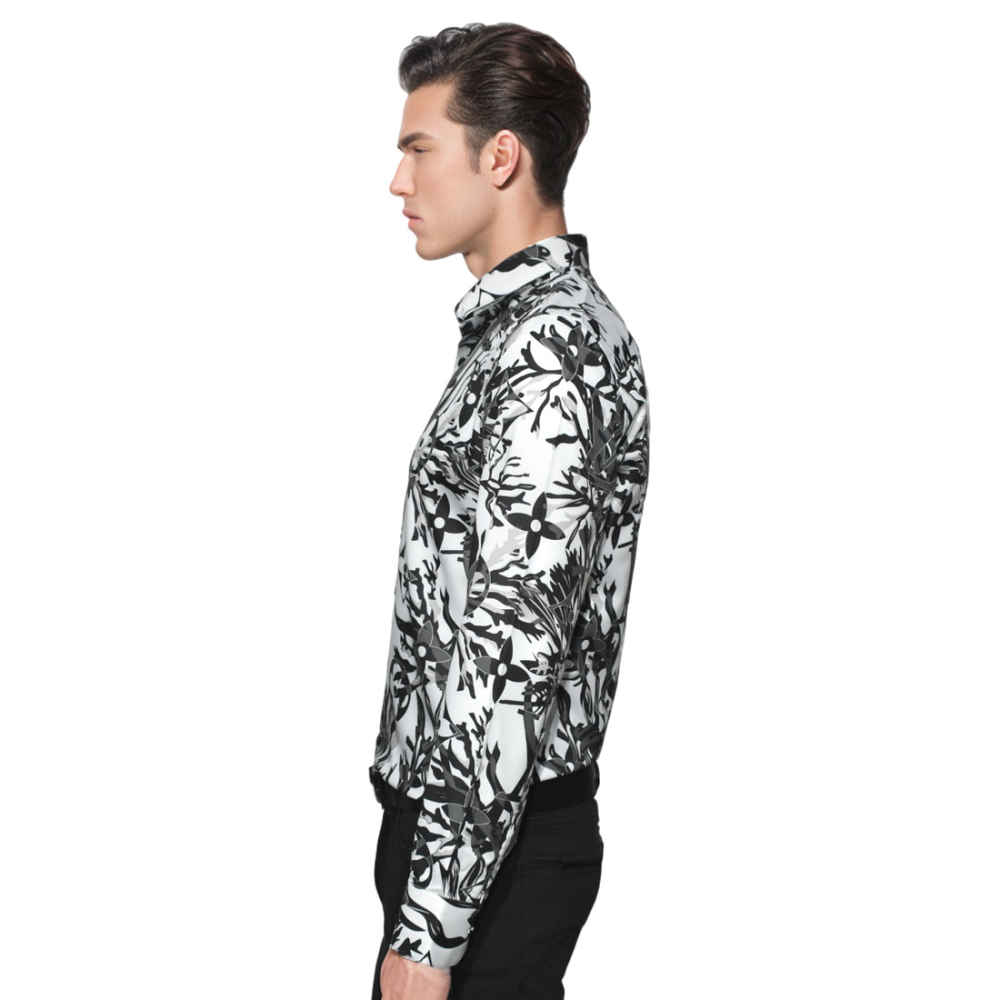 Louis Vuitton Black & White Floral Print Shirt-2