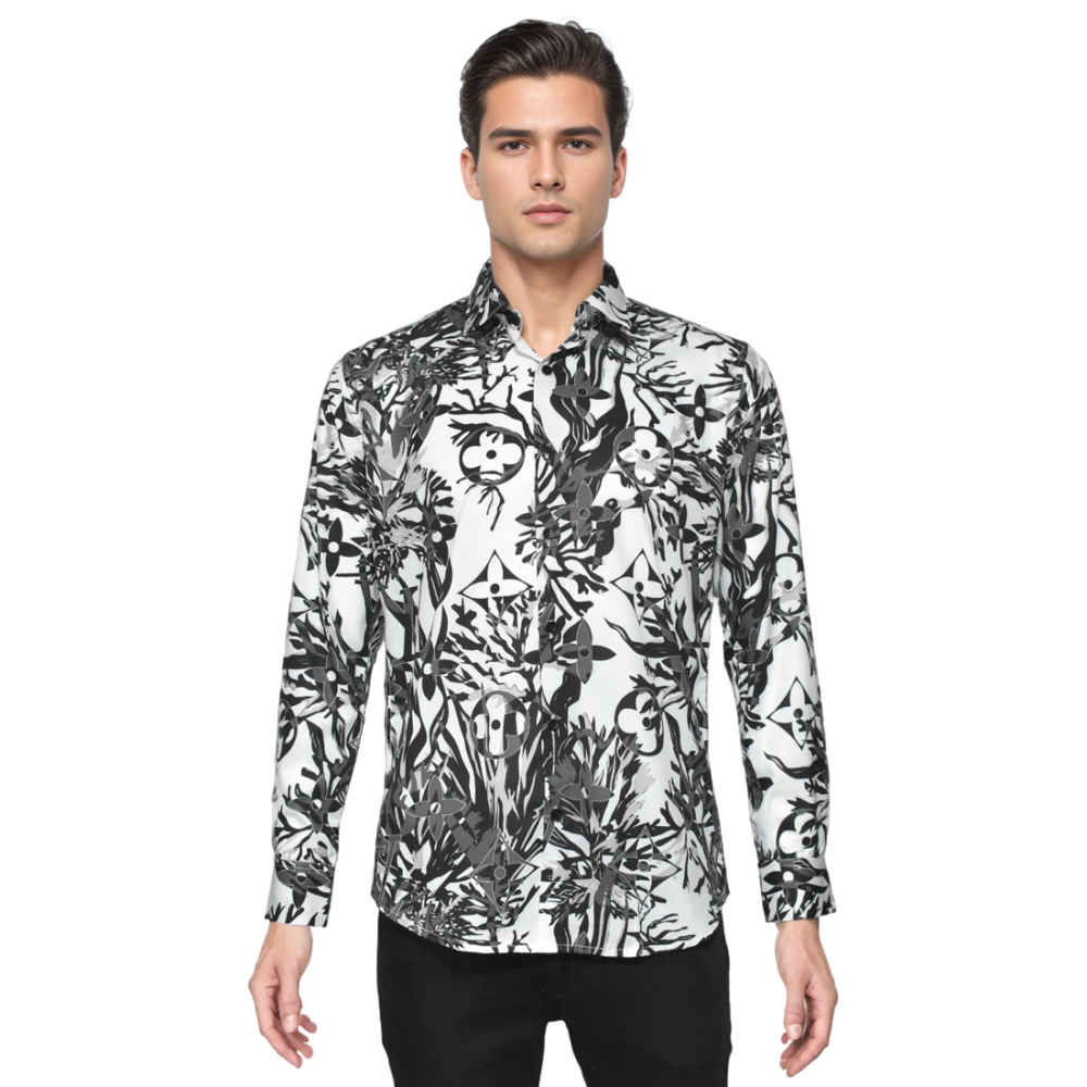 Louis Vuitton Black & White Floral Print Shirt-5