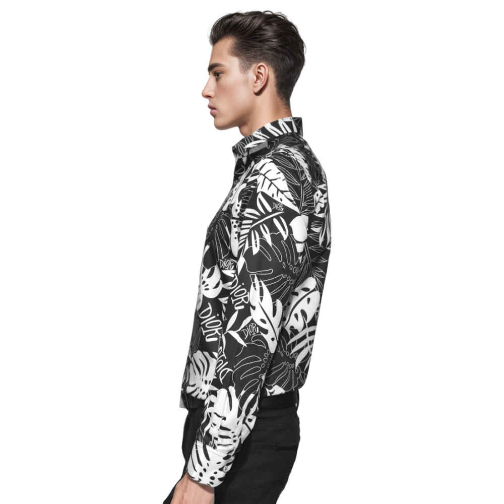 Dior Floral Print Black Premium Quality Shirt-thumb-2