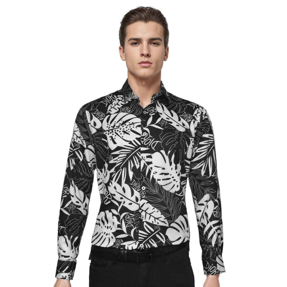 Dior Floral Print Black Premium Quality Shirt-thumb-0
