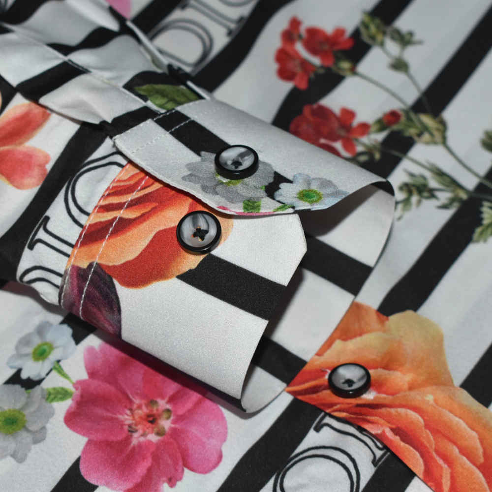 Dior Floral Print White Premium Cotton Shirt-5