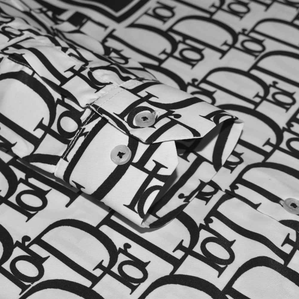 Dior Printed White Premium Quality Cotton Shirt-5