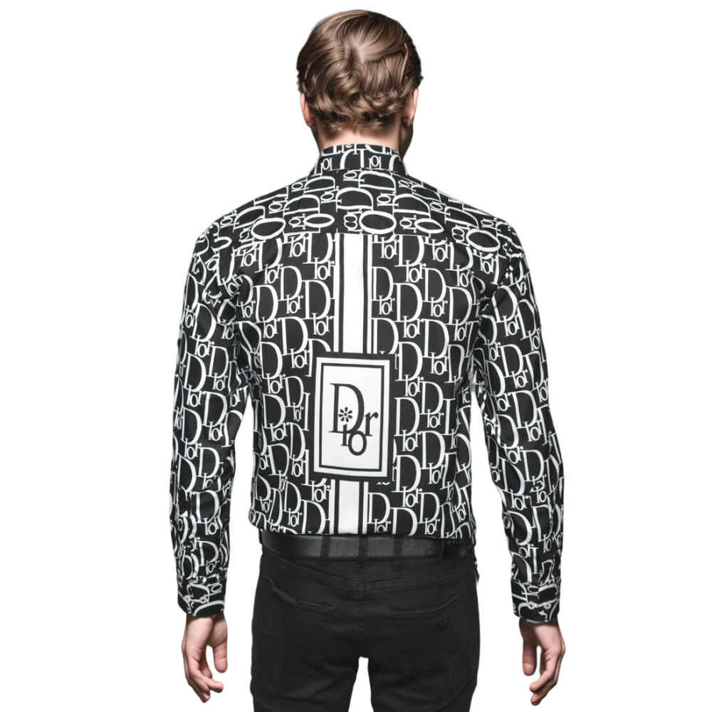 Dior Printed Black Premium Quality Cotton Shirt-thumb-1
