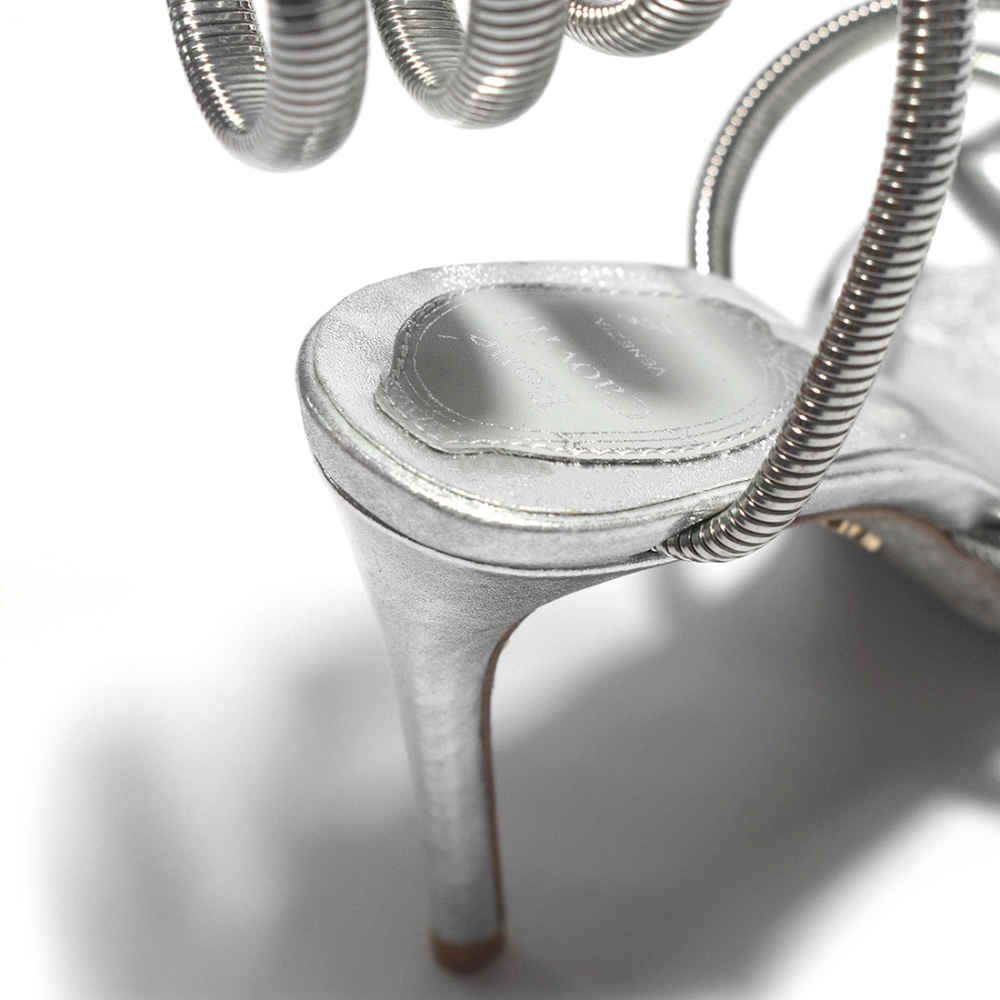 Rene Caovilla Cleo Crystal Silver Heel Sandals-thumb-4