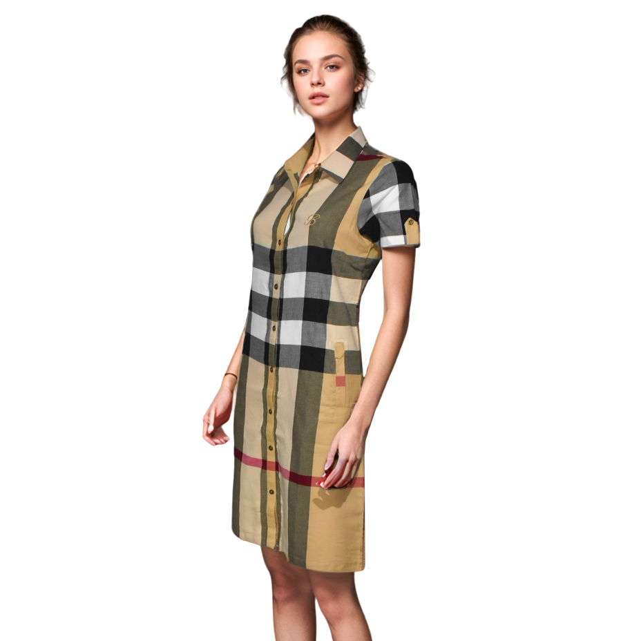 Burberry Brown Check Premium Quality Dress-thumb-0