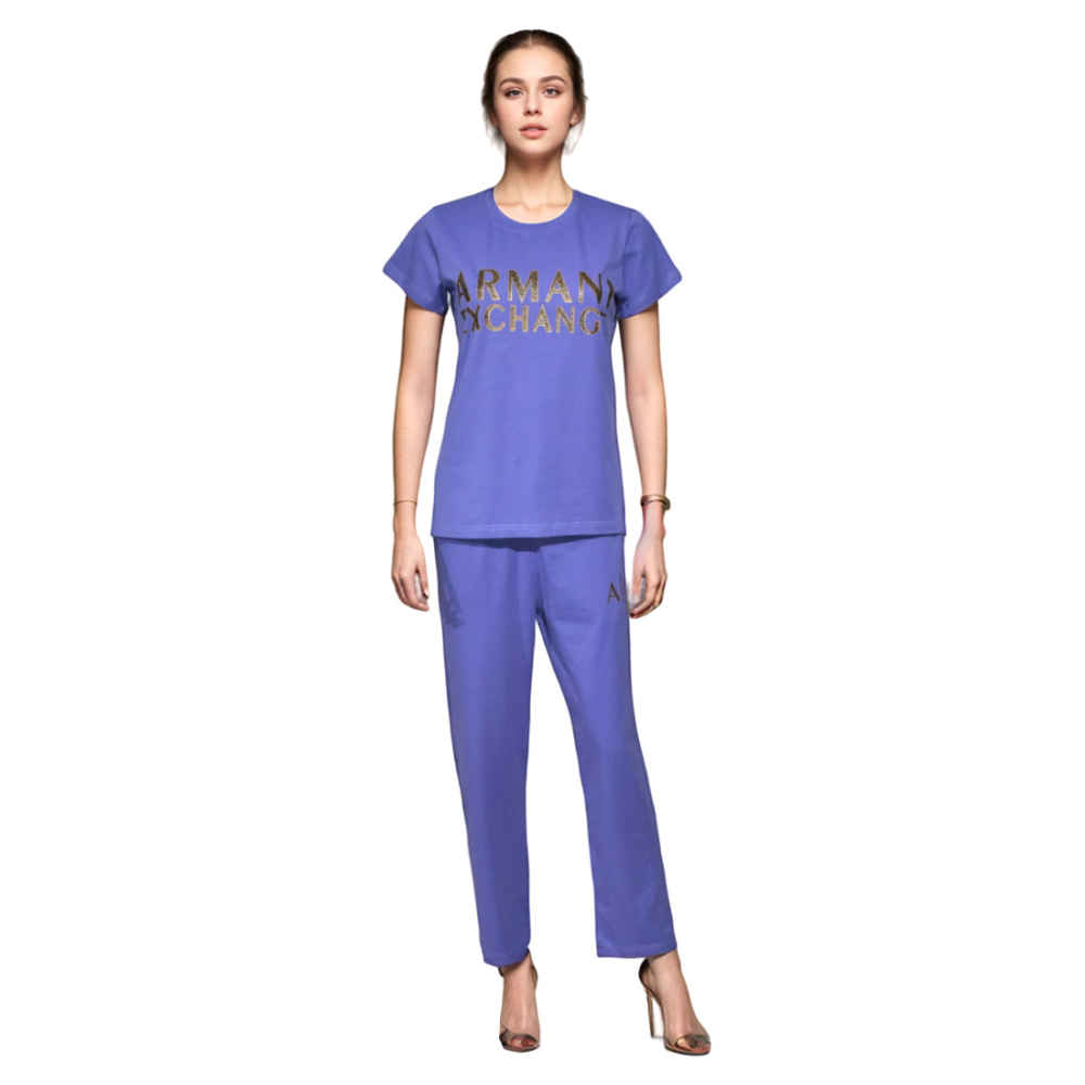 Armani Exchange Purple Premium Cotton Co-ord Set-thumb-1