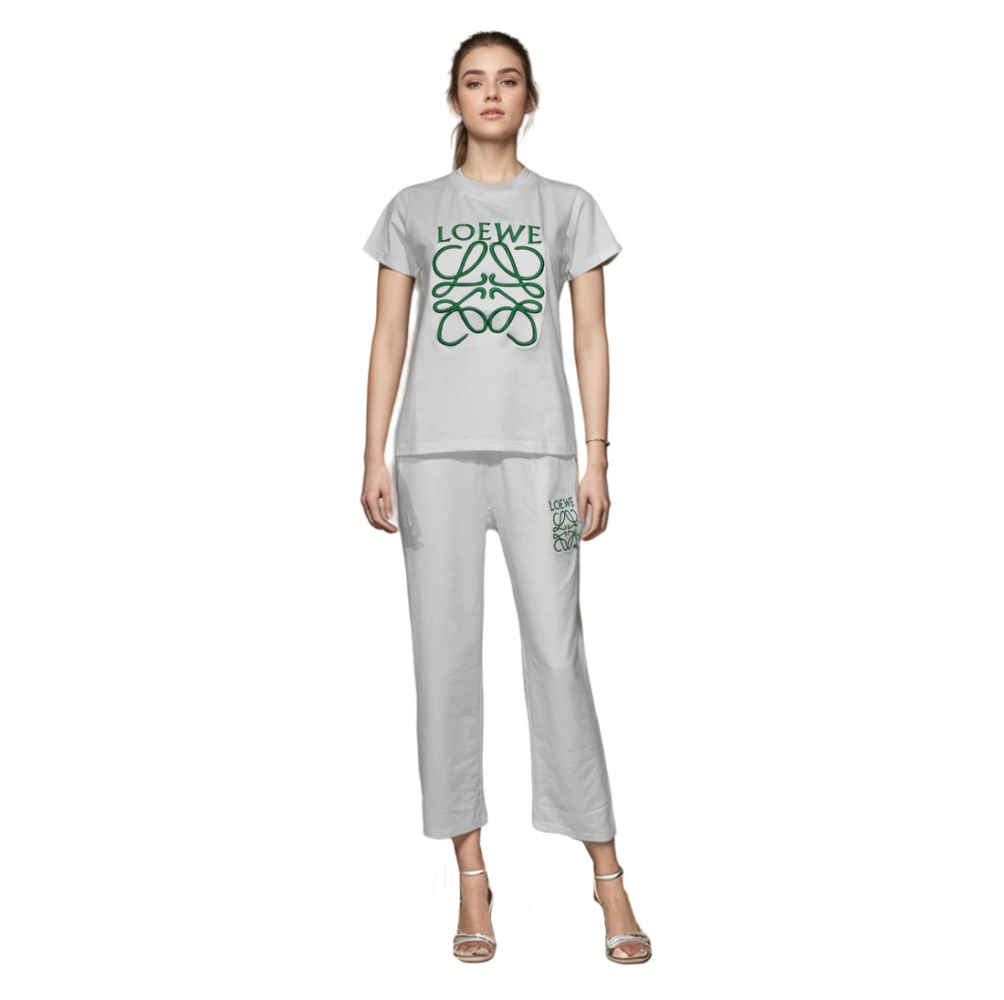Loewe Embroidered logo White Premium Co-ord Set-1