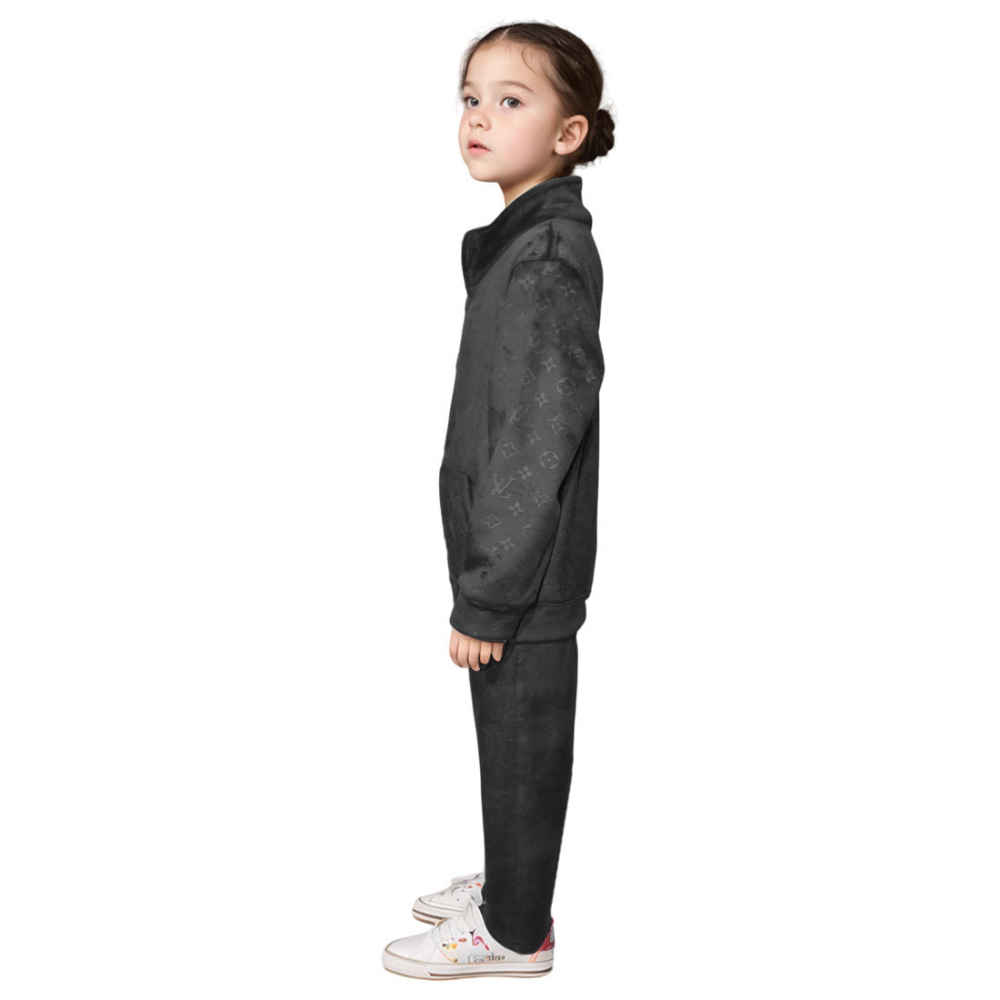 Louis Vuitton Monogram Black Premium Kids Tracksuit-2