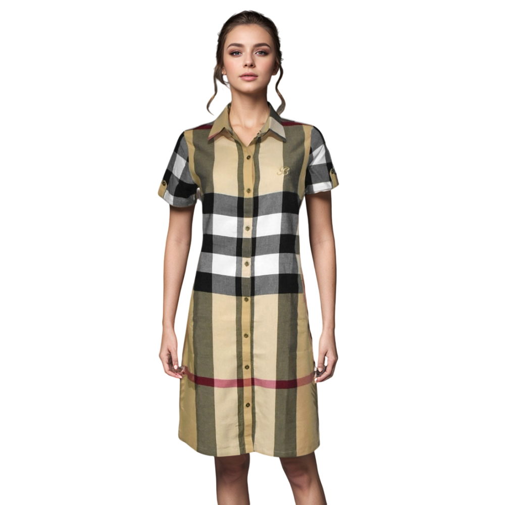 Burberry Brown Check Premium Quality Dress-thumb-1