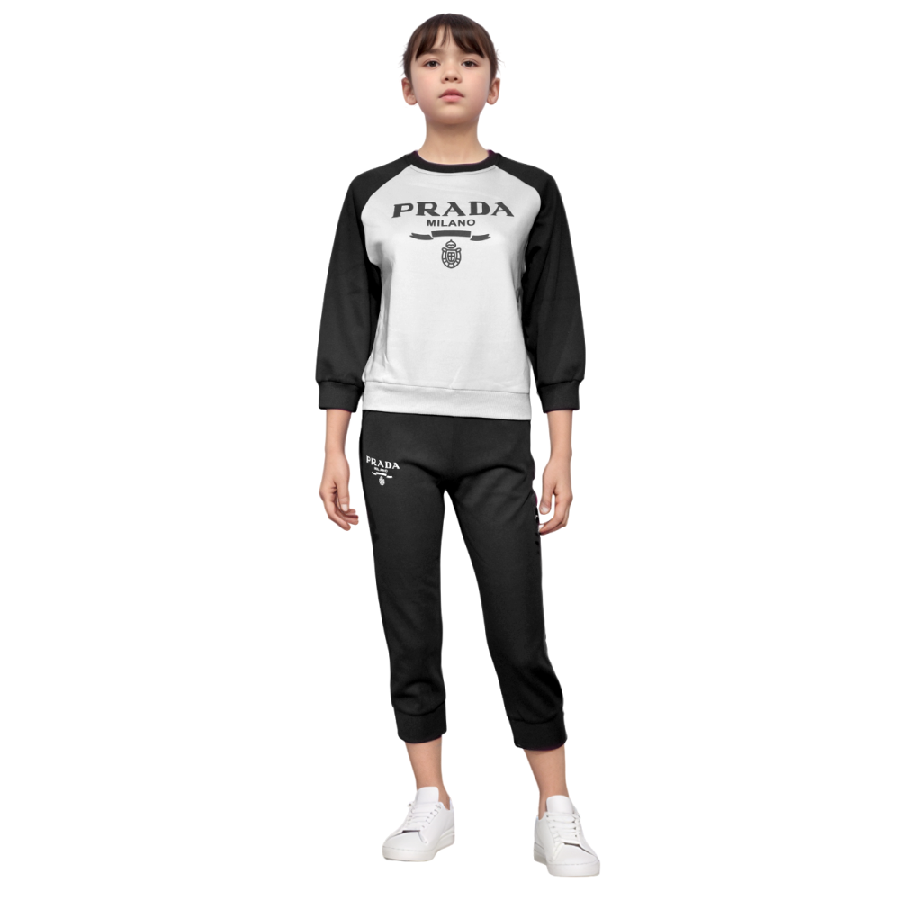 Prada Print Black High-End Quality Girls Co-ord Set-thumb-0
