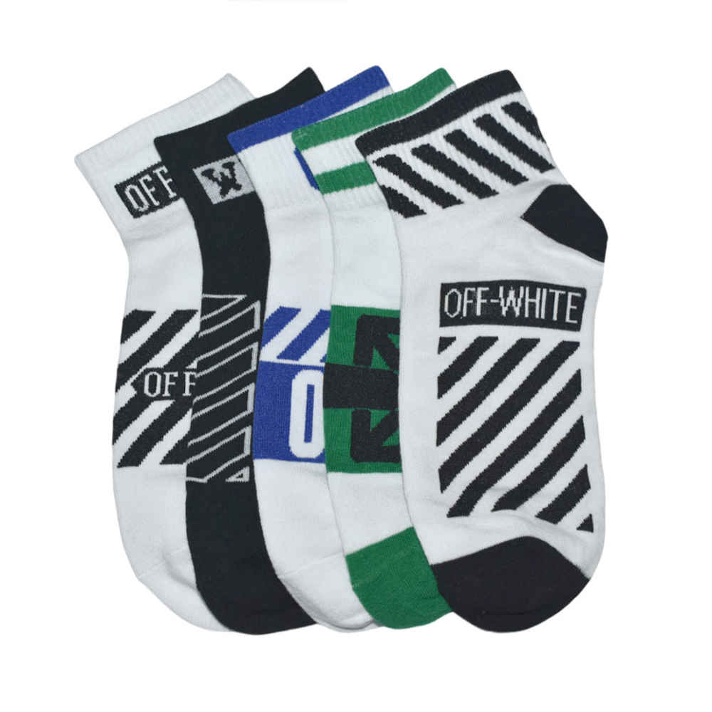 Off White Premium Quality Low Ankle Socks - Pack of 5-1