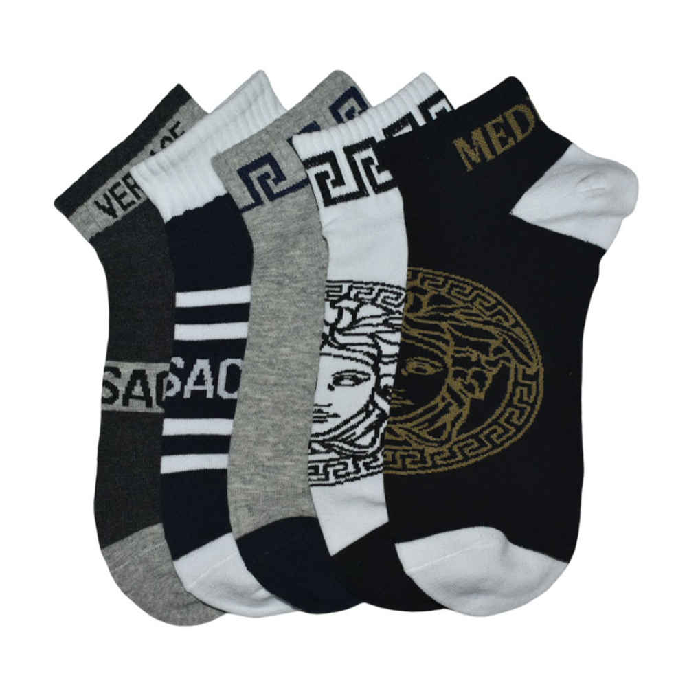 Versace Premium Quality Low Ankle Socks - Pack of 5-thumb-1