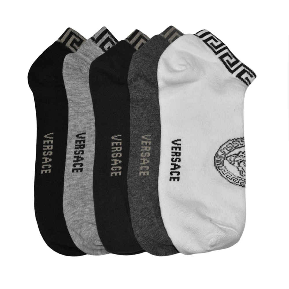 Versace Embroidery Premium Luxury Low Ankle Socks - Pack of 5-thumb-0