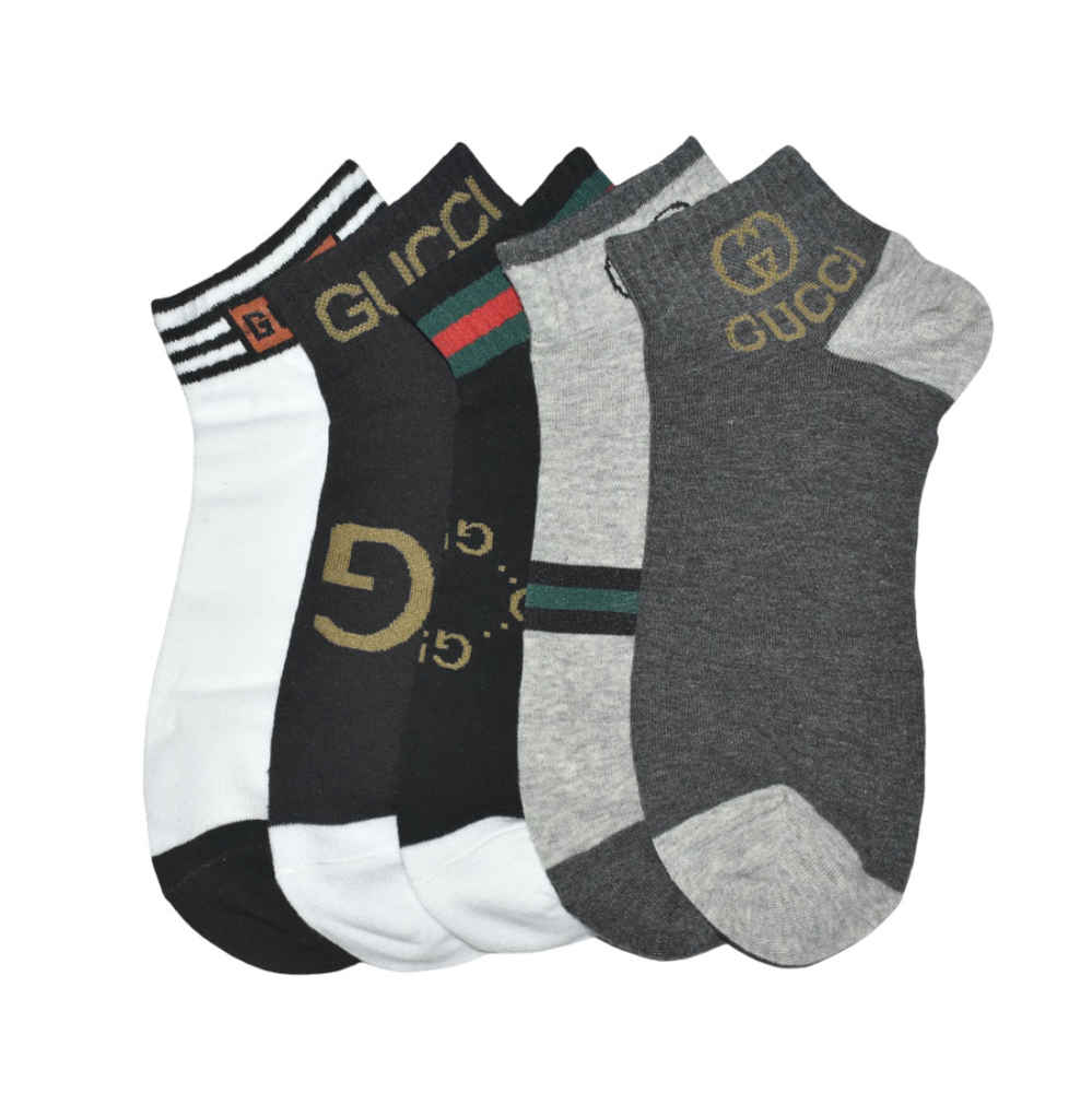 Gucci Multi Color Premium Low Ankle Cotton Socks - Pack of 5-thumb-1