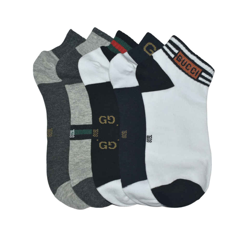 Gucci Multi Color Premium Low Ankle Cotton Socks - Pack of 5-thumb-0