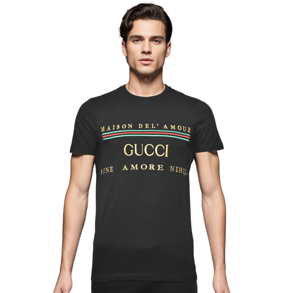 Gucci Black Premium Velvet Crew Neck T-shirt-thumb-0