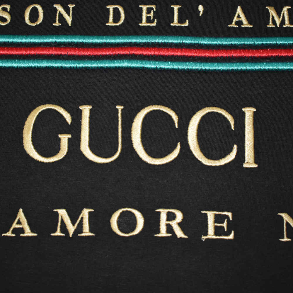 Gucci Black Premium Velvet Crew Neck T-shirt-thumb-3