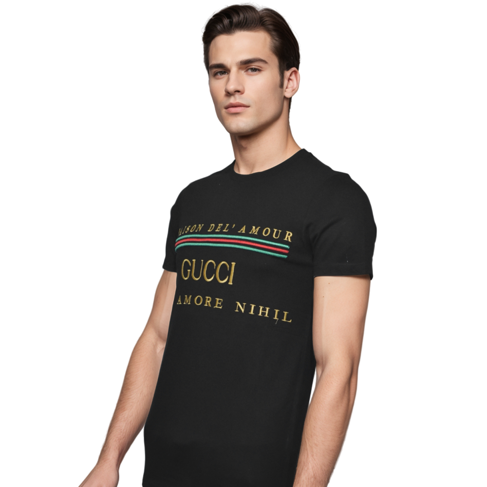 Gucci Black Premium Velvet Crew Neck T-shirt-thumb-2