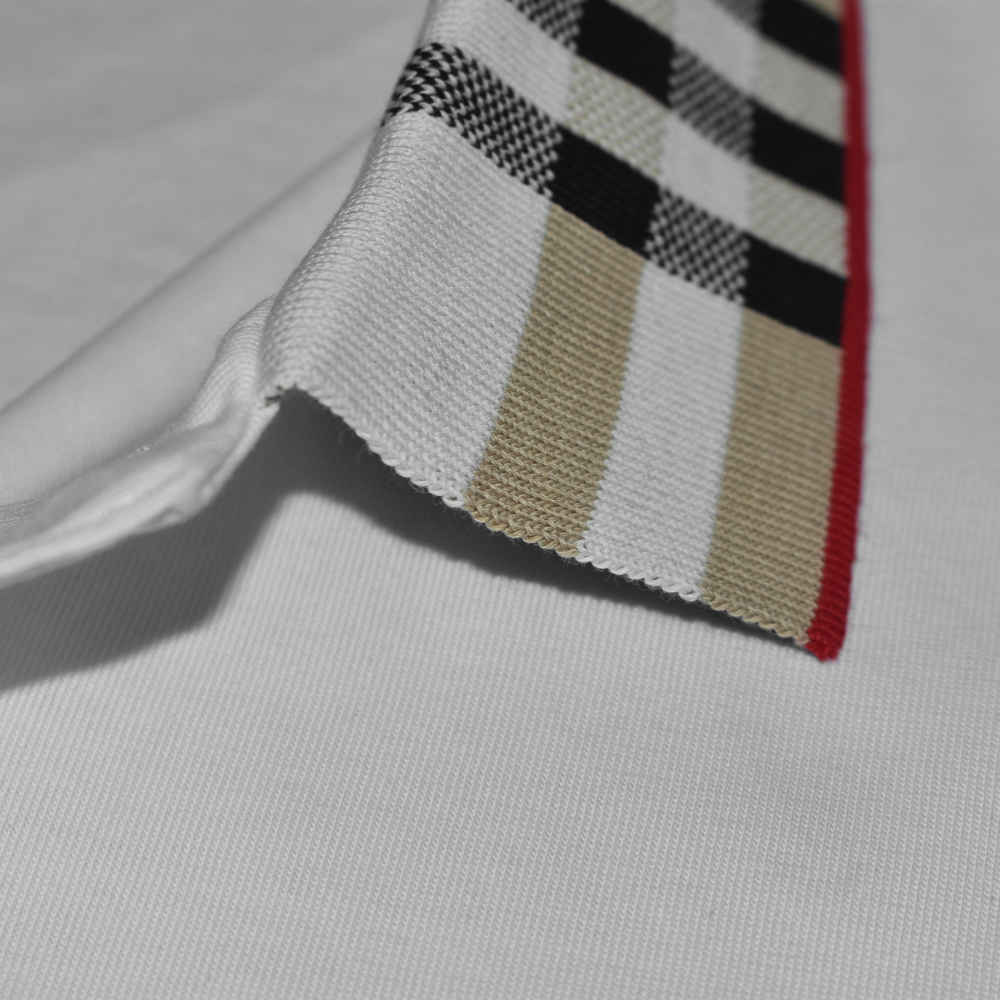 Burberry White Premium Luxury Polo T-shirt-thumb-4