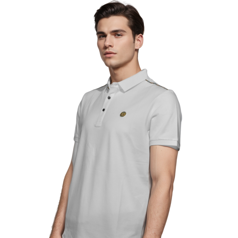 Burberry White Premium Quality Polo T-shirt-thumb-2