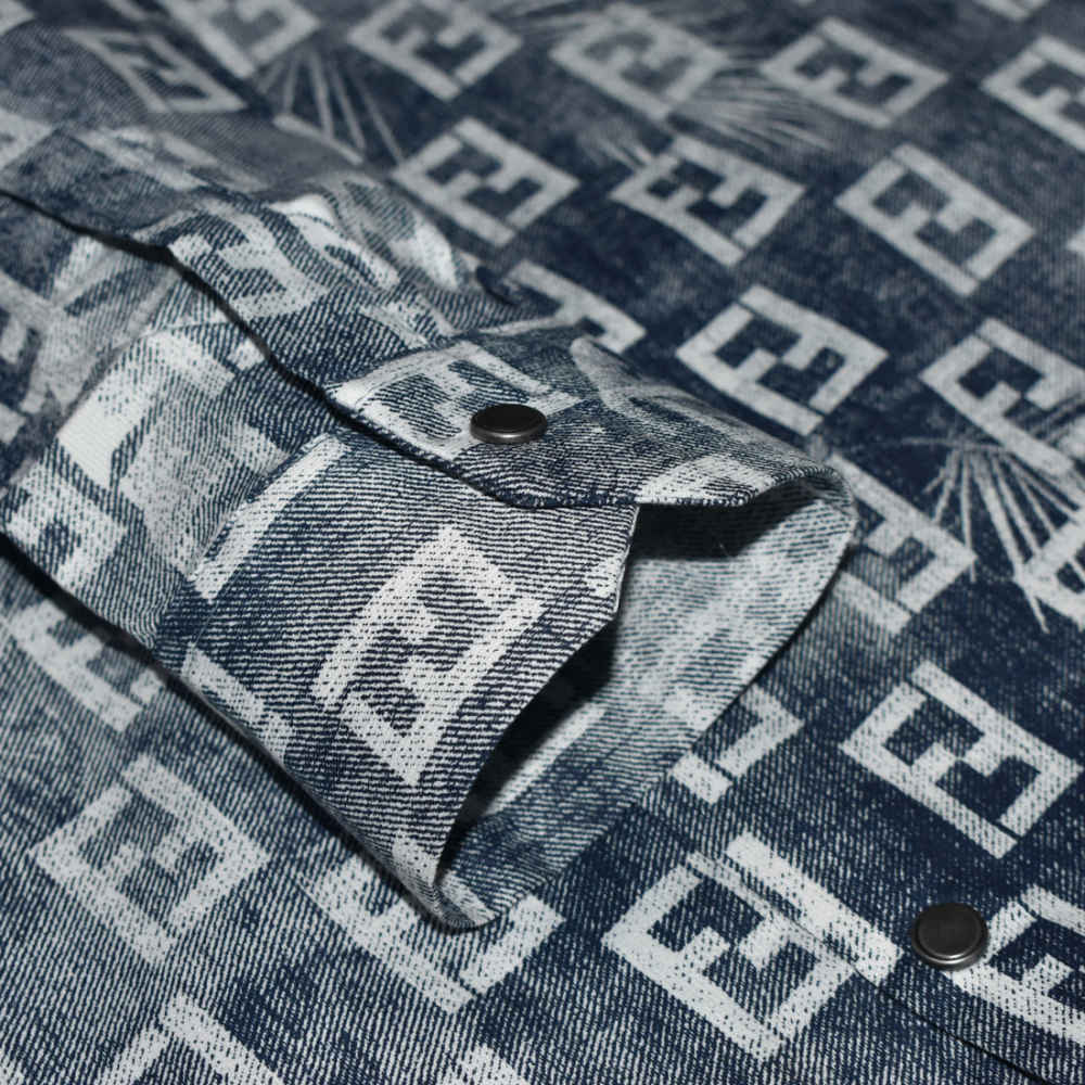 Fendi Logo Print Blue Premium Shirt-5