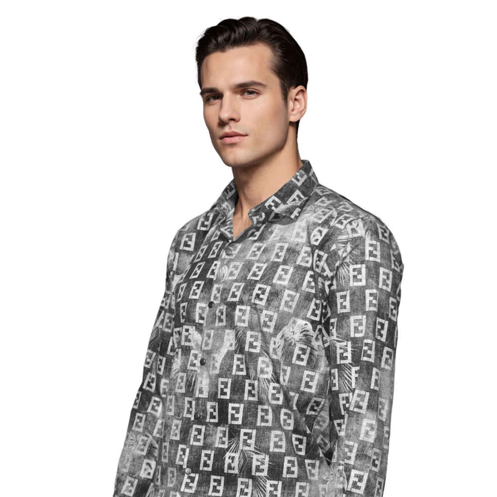 Fendi Logo Print Black Premium Shirt-thumb-2