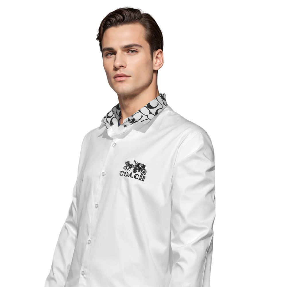 Coach logo Print White Premium Cotton Shirt-1