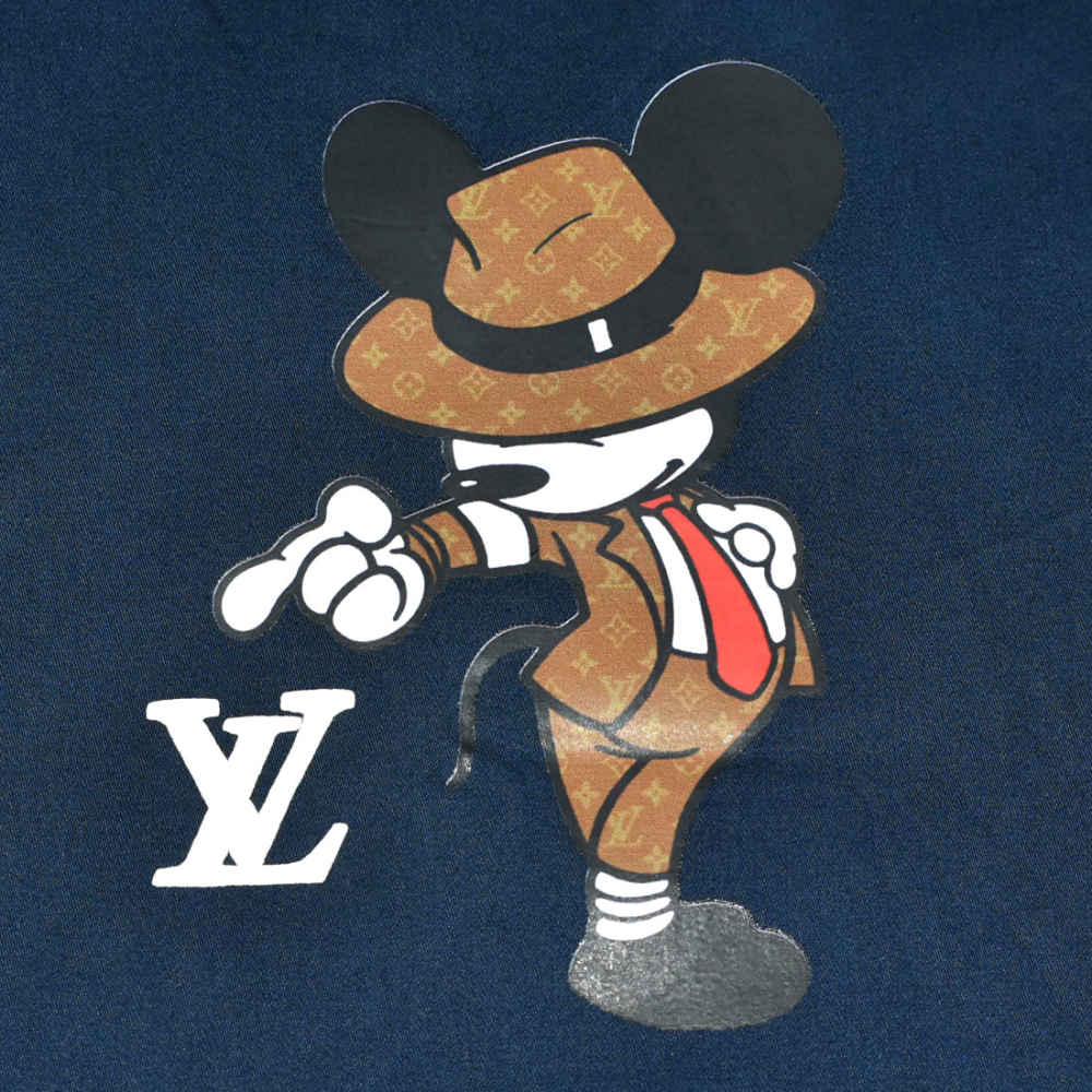 Louis Vuitton Mickey Mouse Print Navy Blue Shirt-3