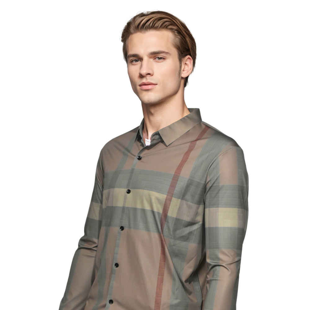 Burberry Check Brown Premium Quality Formal Shirt-2