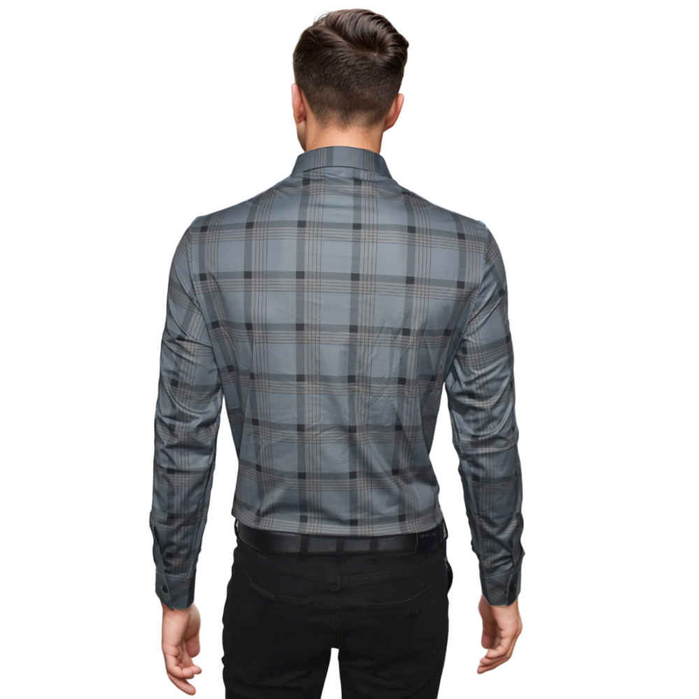 Burberry Grey Checked Premium Men's Casual Shirt-1