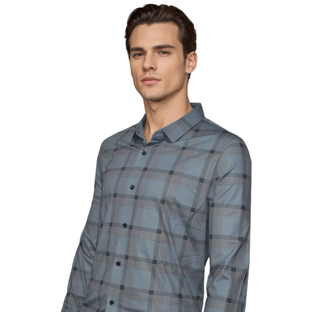 Burberry Grey Checked Premium Men's Casual Shirt-2