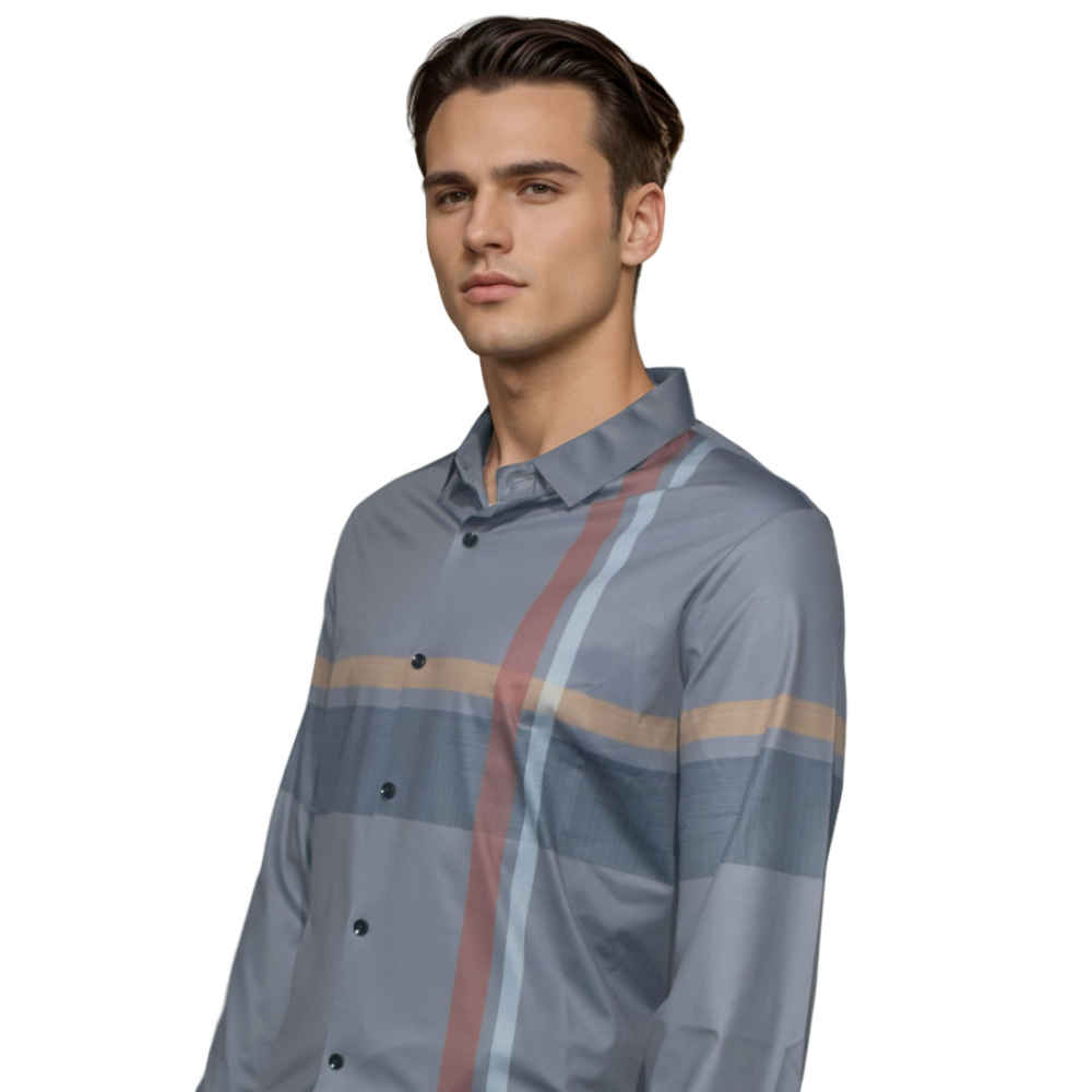 Burberry Check Grey Premium Quality Formal Shirt-2