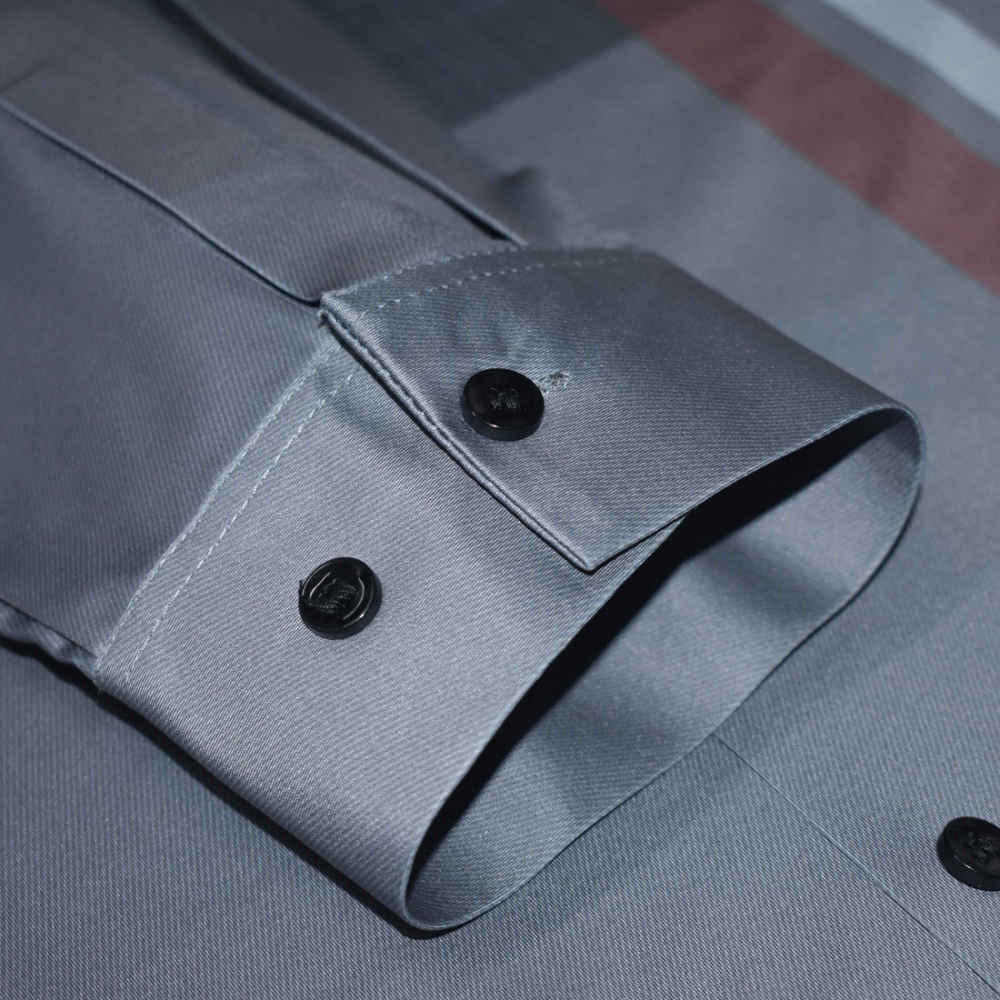 Burberry Check Grey Premium Quality Formal Shirt-5