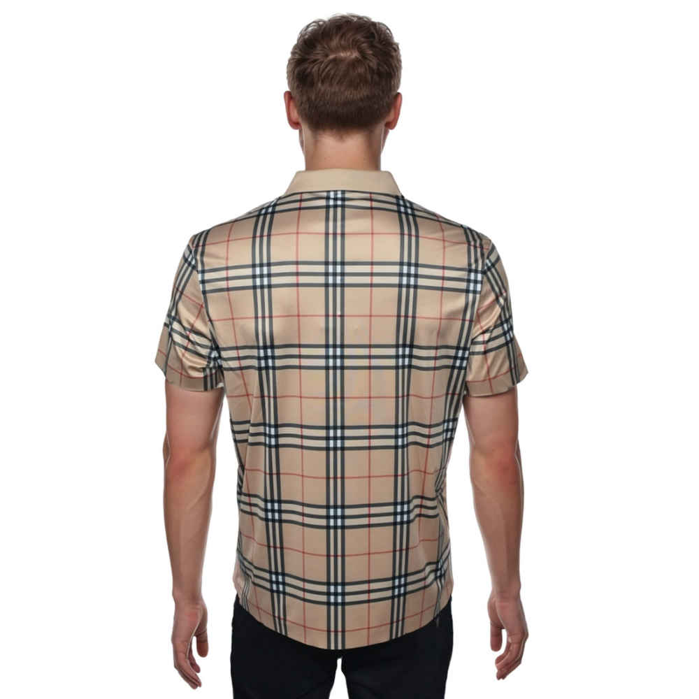 Burberry Brown Check Embroidered Logo Premium Polo T-shirt-thumb-1