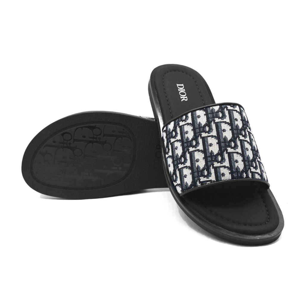 Dior Printed Black & Grey Premium Quality Flip-flops-thumb-5