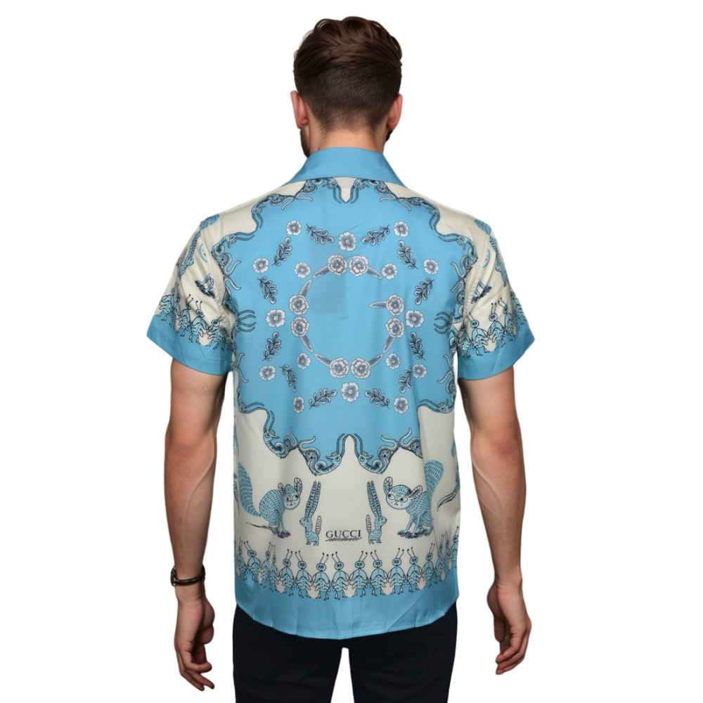 Gucci Sky Blue Premium Luxury Cotton Shirt-1
